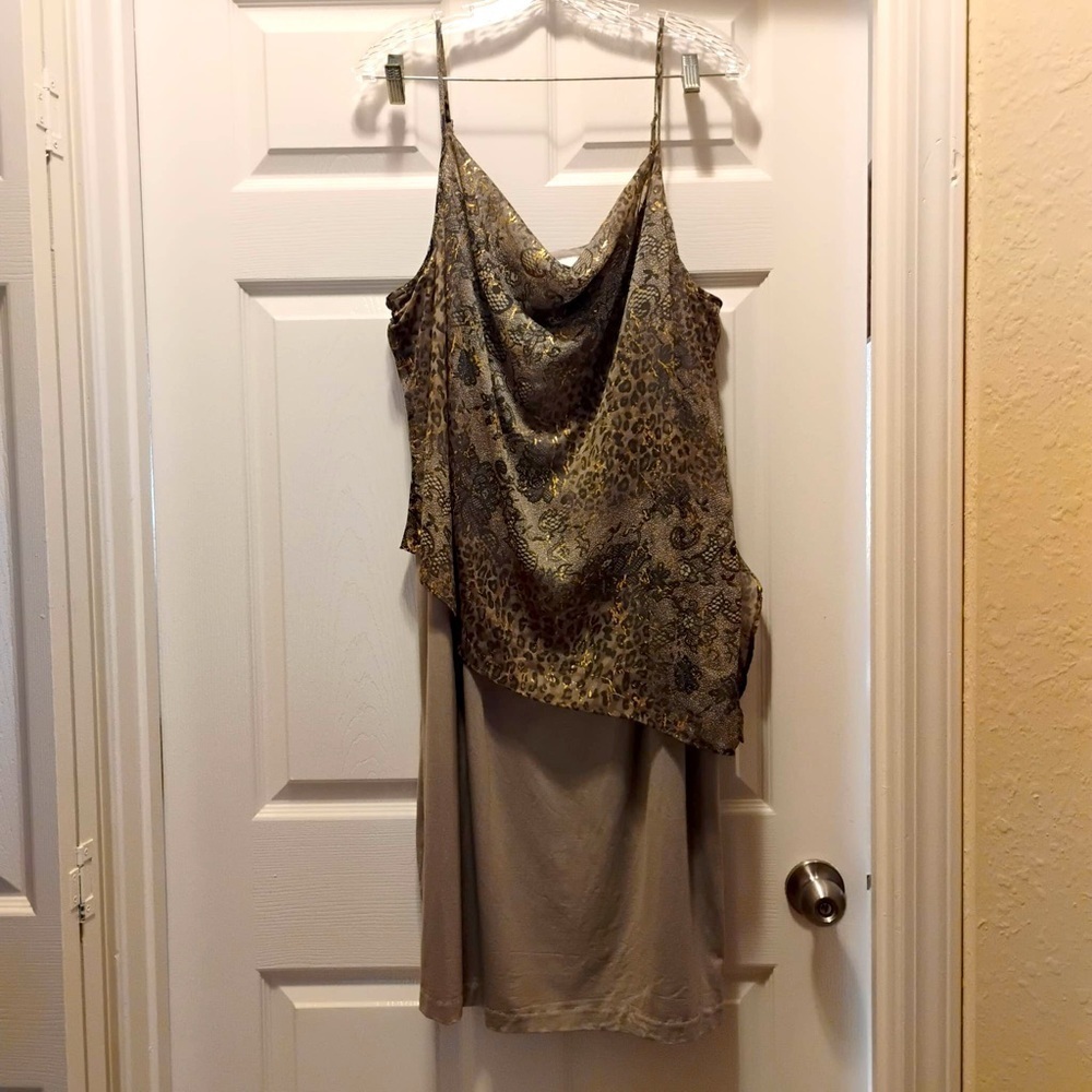 Vintage Lane Bryant Gray Gold Floral Animal Print Shift Dress Size 22